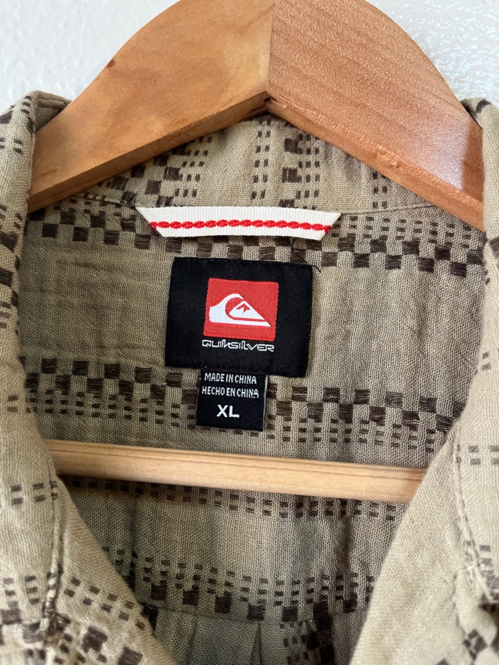 Quicksilver Neutral Brown 100% Cotton Natural Fiber Hippy Surf Shirt XL - Picture 3 of 7